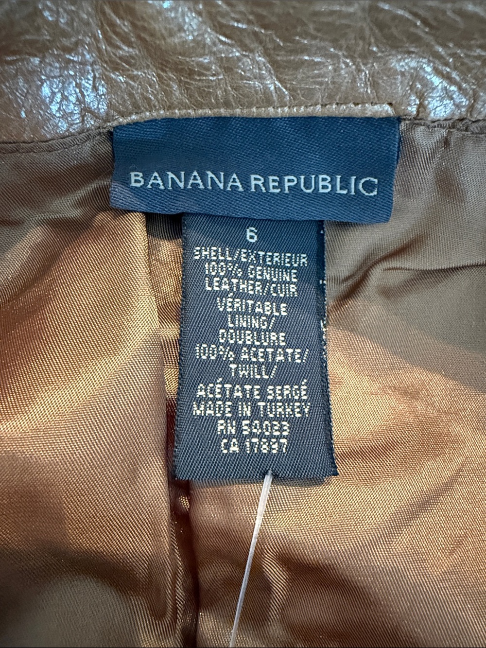 Banana Republic Vintage Gold Genuine Leather Pants Lined Split Leg | Size 6 - Picture 8 of 13
